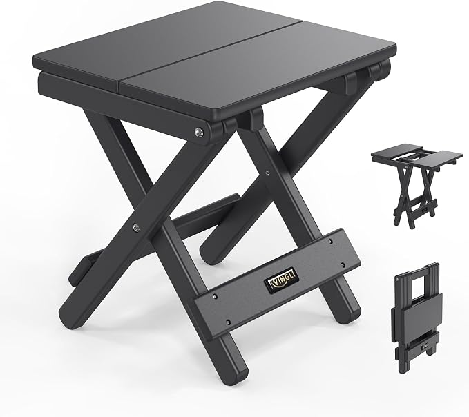 VINGLI Small Folding HDPE Side Table, Plastic Waterproof Portable Adirondack by VINGLI