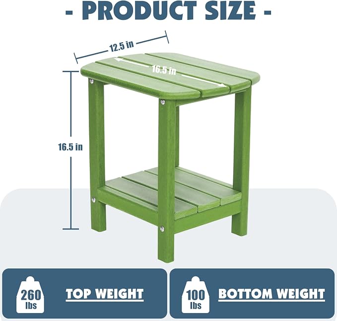 Outdoor Side Table 2 -Tier Adirondack Table HDPE Patio Side Table Weather - Image 2