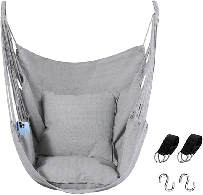Goutime Hammock Chair, Boho Hanging Rope Ceiling Swing, Macrame Hanging by Goutime