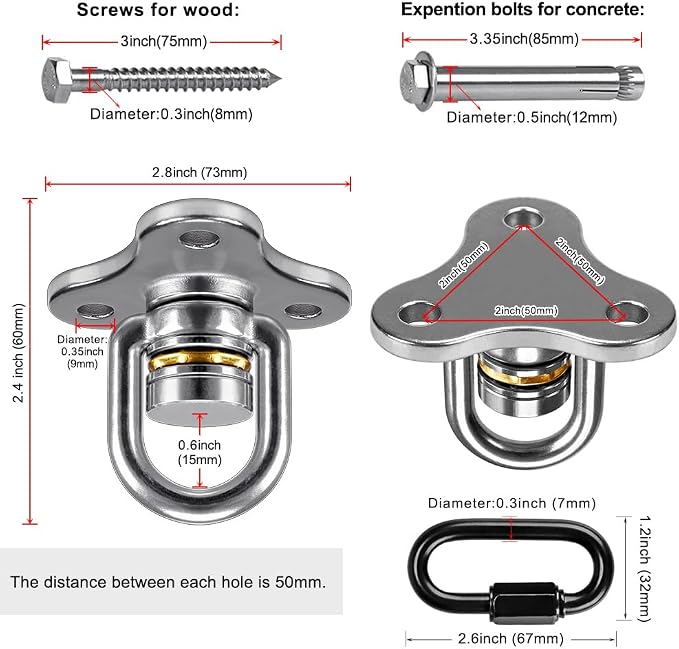 SELEWARE Heavy Duty Swing Hanger Bearing Swivel Hook, 360 Swivel Swing Hanger - Image 7
