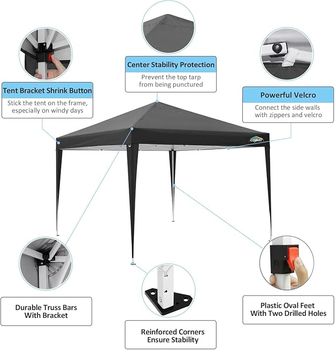 COBIZI 10x10 Pop Up Canopy Tent - Image 8