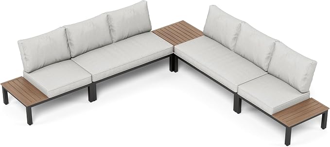 PHI VILLA 5 Pieces Outdoor Patio Furniture Set, Metal Frame Modern Outdoor - Image 9