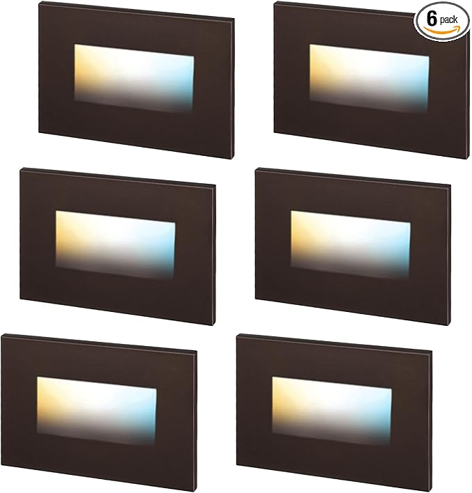 LEONLITE 5CCT 120V LED Step Lights, 3.5W 150LM 5%-100% Dimmable Horizontal by LEONLITE