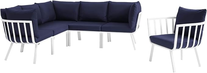Modway Riverside Outdoor Patio Aluminum Sectional Set, 85.5 x 114 x 28 - Image 2
