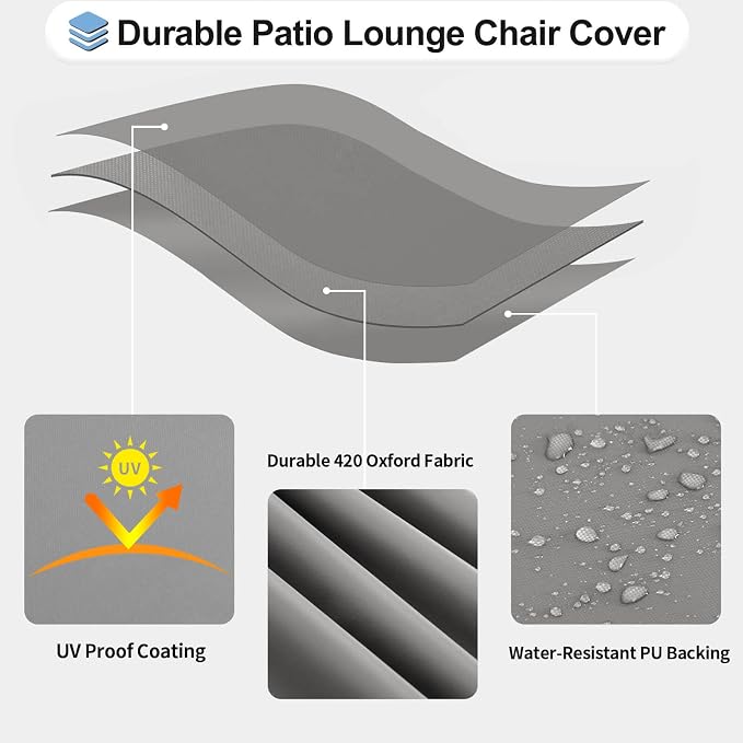 OutdoorLines Outdoor Waterproof Patio Chaise Lounge Chair Cover - Image 3