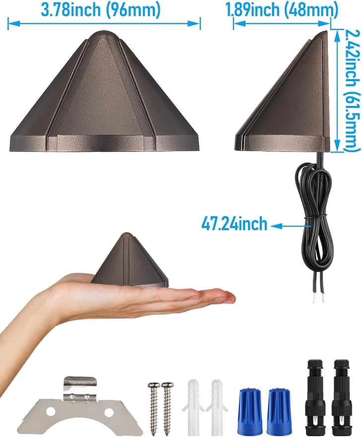 LEONLITE 8-Pack 5CCT Low Voltage LED Deck Light, 12-24V AC/DC Triangle Stair - Image 6