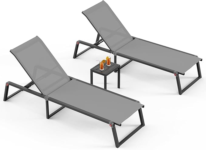 Aluminum Pool Lounge Chairs Set of 2 by Oasbira