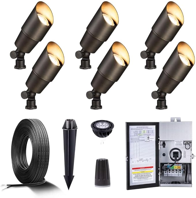 Gardenreet Brass Low Voltage Landscape Spotlights Kit 12V LED by Gardenreet