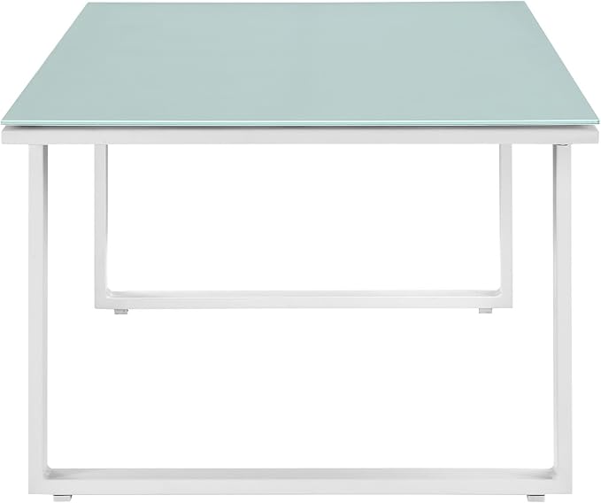 Modway Fortuna Aluminum Glass Outdoor Patio 44" Coffee Table in White - Image 5
