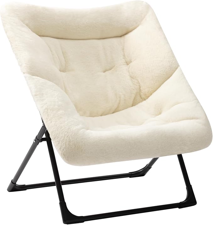 HollyHOME X-Large Saucer Chair, Comfy Oversized Folding Chair, Faux-Fur Reading by HollyHOME