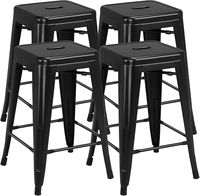 Yaheetech 24 Inch Metal Barstools Set of 4, Counter Height Backless Stools by Yaheetech