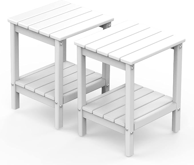 GREENVINES Adirondack-Outdoor-Side-Table | Set of 2 | 14 x 13 Inches | HDPE by GreenVines