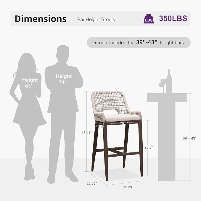 PURPLE LEAF Bar Stool 1 Piece Bar Height Metal Chair - Image 3