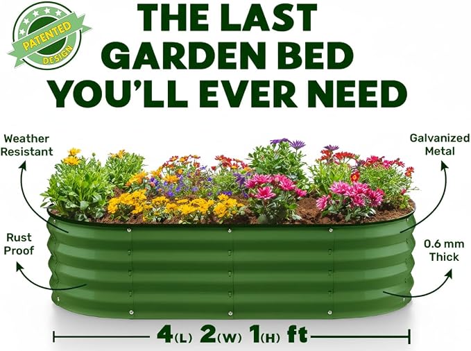 Plant & Plot Galvanized Raised Garden Beds Outdoor // 4×2×1 ft Planter Raised - Image 5