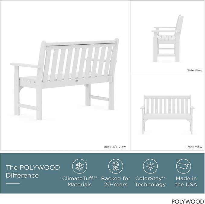 POLYWOOD GNB48WH Vineyard 48" Bench - Image 3