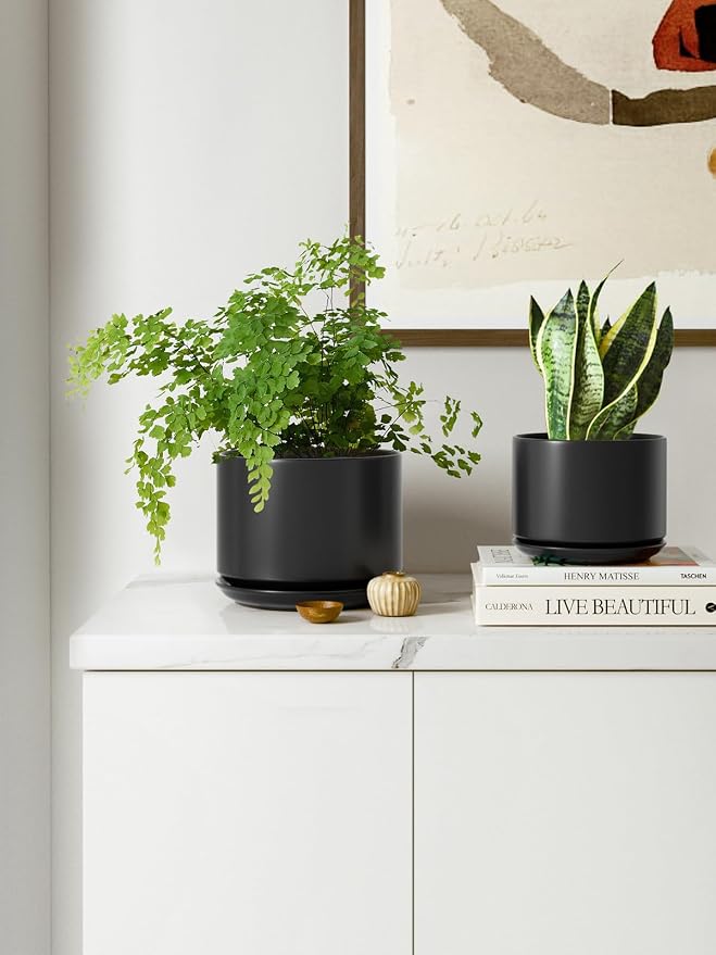 LE TAUCI Ceramic Plant Pots, 4.3+5.3+6.8 inch, Planters - Image 2