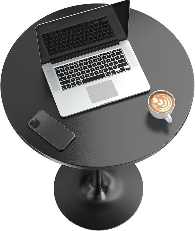Furmax Bistro Pub Table 2 Pack Round Bar Height Cocktail Table Metal Base MDF - Image 4