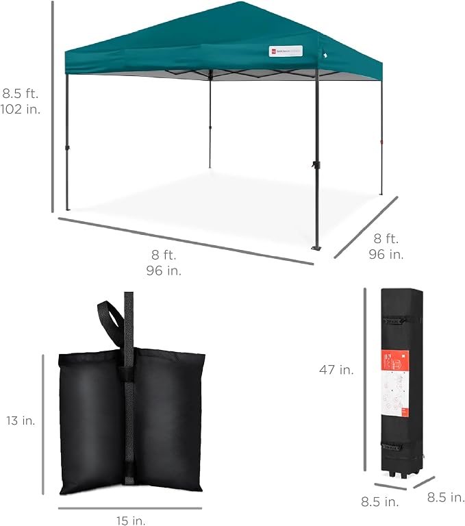 Best Choice Products 8x8ft Pop Up Canopy Tent, Outdoor Shade, 1 Person 1 Minute - Image 8