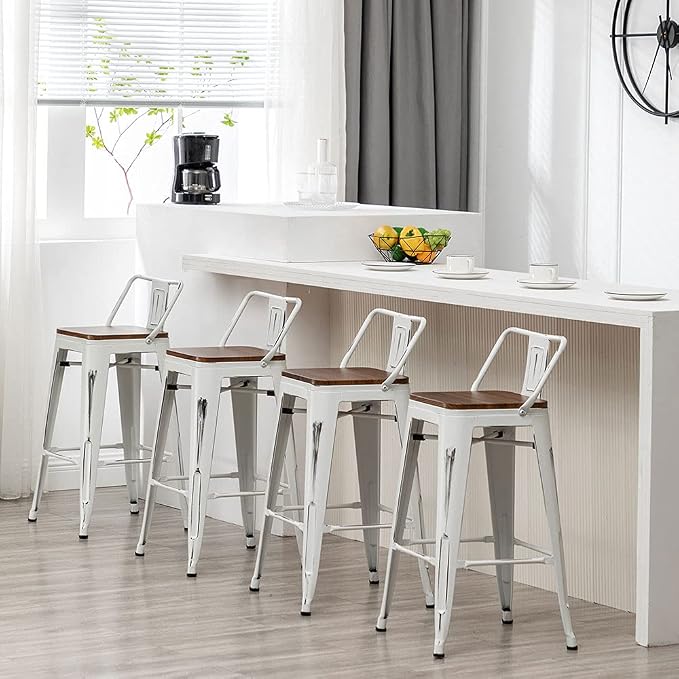Andeworld Bar Stools Set of 4 Counter Height Stools Industrial Metal Barstools - Image 5