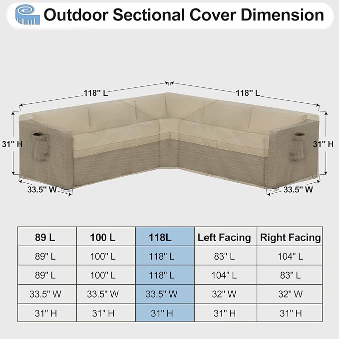 OutdoorLines Waterproof Outdoor Patio Sectional Cover - Image 2