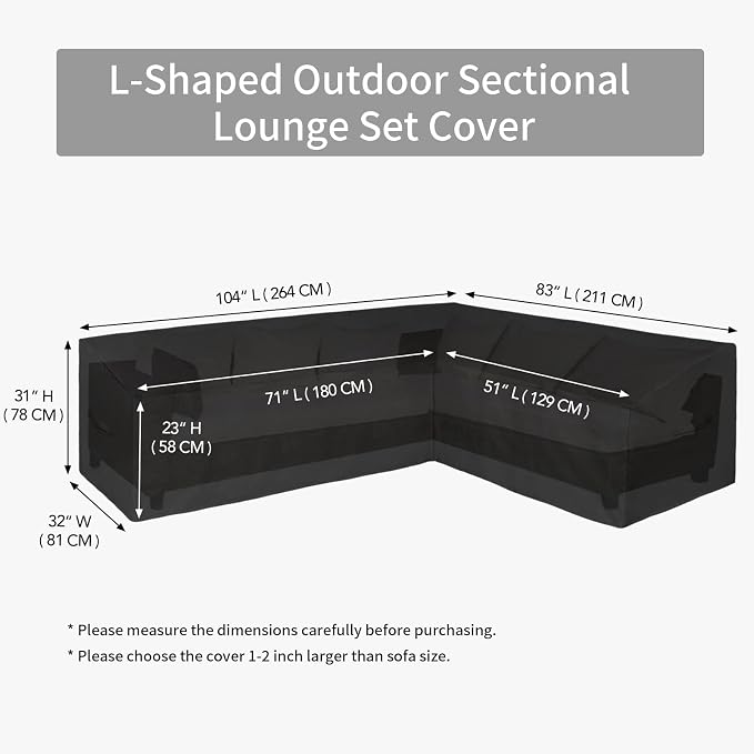 Easy-Going Patio L-Shaped Sectional Sofa Cover, Heavy Duty Garden Furniture - Image 6