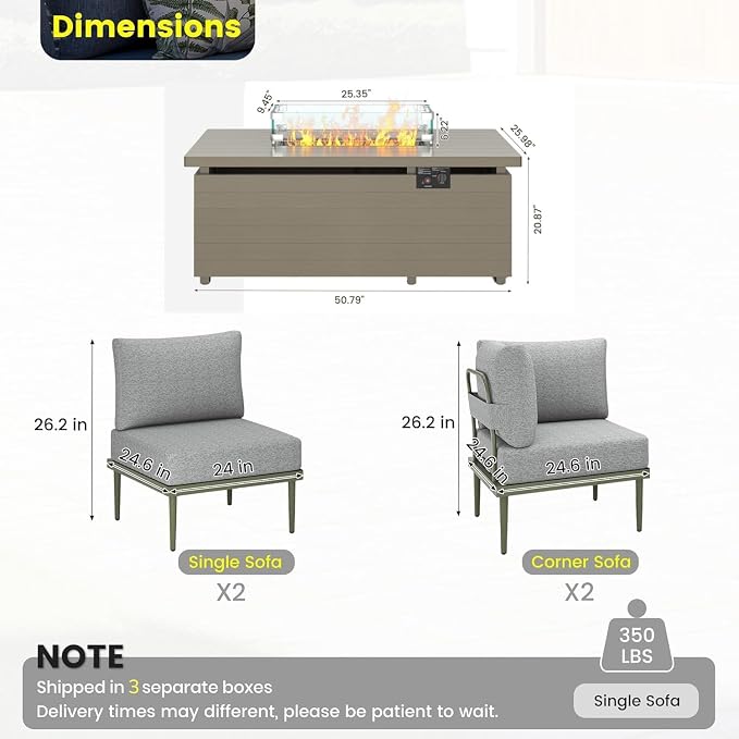 Sundale Outdoor 5 Pieces Patio Furniture Set - Image 2