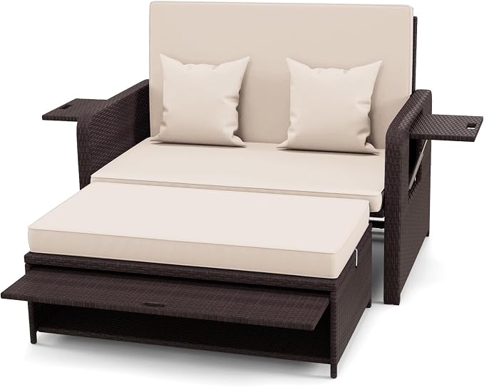 RELAX4LIFE Wicker Patio Outdoor Daybed by RELAX4LIFE
