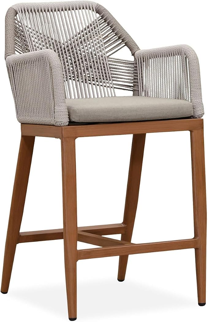 PURPLE LEAF Patio Counter Height Bar Stool 24" H Modern 1 Piece Rattan Outdoor by PURPLELEAF