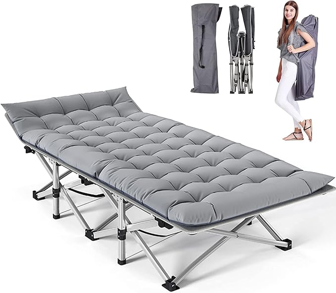 ABORON Camping Cot for Adult 28" Extra Wide, Heavy-Duty 1200D Oxford Cot for - Image 8