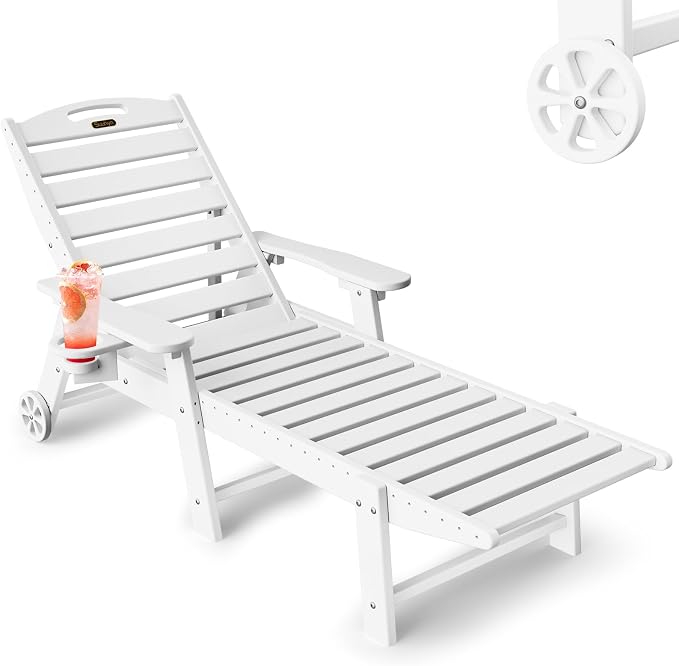 Lounge Chair Outdoor, Chaise Lounge Outdoor, HDPE 6-Position Lounge Chair by Suunyn