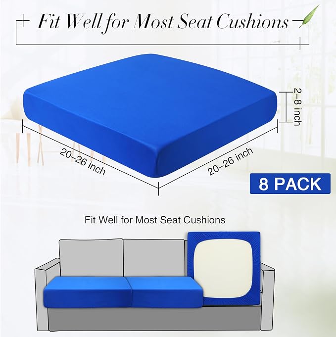 Newwiee 8Pcs Patio Cushion Covers Stretch Outdoor Cushion Cover Replacement - Image 2