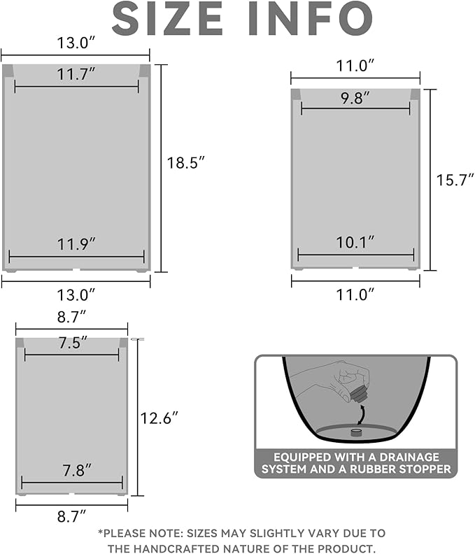 Kante 18.5", 12.6" H Tall Rectangular Concrete Planters Set of 3, Outdoor - Image 2