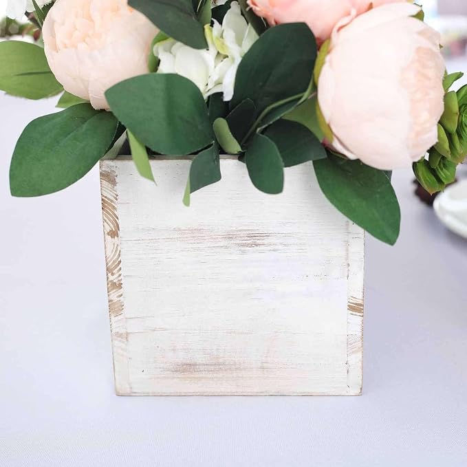 Efavormart 24"x6" Whitewash Rectangular Wood Planter Box Set - Image 8