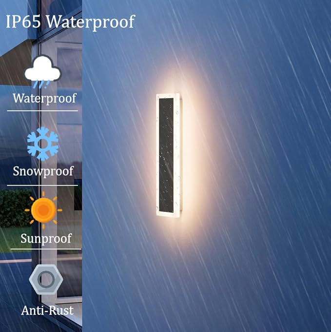 2 Pack 11.8in Modern Outdoor Wall Light Black Exterior Wall Sconces IP65 - Image 2