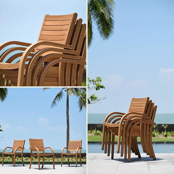 Amazonia Berlin 11-Piece Rectangular Extendable Patio Dining Set | Teak Finish - Image 6