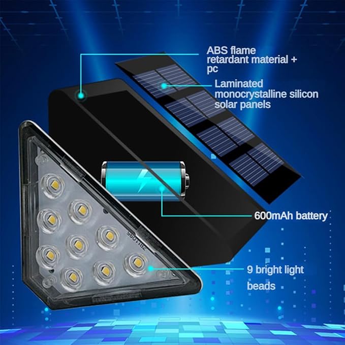 Solar Step Lights, Stair Fence Triangle Lights IP67 Outdoor Waterproof LED Deck - Image 3