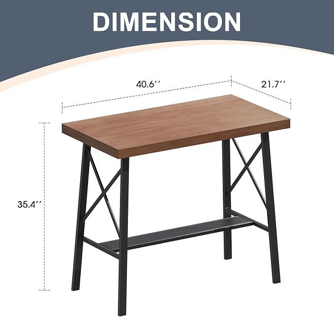 VICLLAX Patio Bar Table Rectangle Outdoor Counter Height Dining Table - Image 2