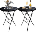 32in Cocktail Table, Folding Round High Top Indoor Outdoor Use, Foldable Bar by HiEthan