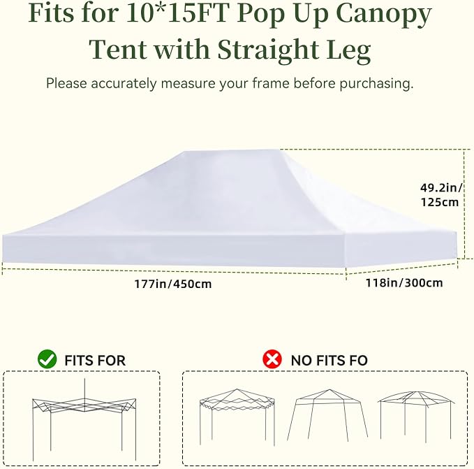 LIUJIAYI Pop Up Canopy Replacement Top, 10x15 Heavy Duty 500D UV Protection - Image 2