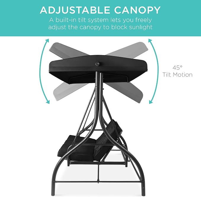 Best Choice Products 3-Seat Outdoor Large Converting Canopy Swing Glider - Image 5