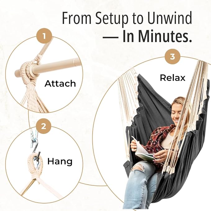 Hanging Hammock Chair Swing – Hanging Chair Outdoor & Indoor - Image 3