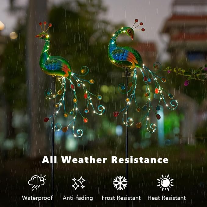 DREAMSOUL 2 Pack Peacock Solar Lights Outdoor, Tall Waterproof LED Outdoor - Image 7