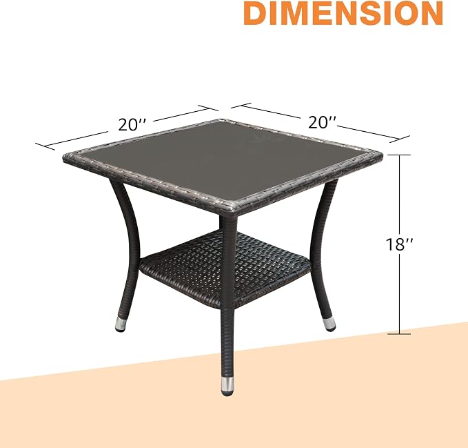 Patiorama Outdoor Wicker Patio Side Table, Weather Resistant Rattan Coffee Table - Image 3