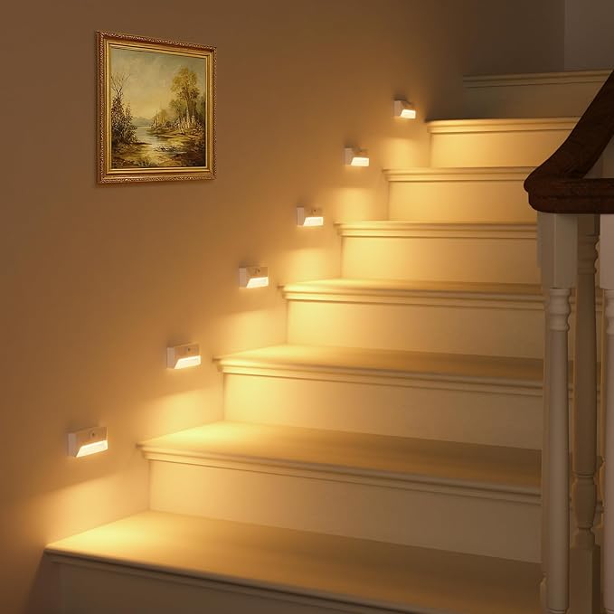 VOLISUN Motion Sensor Stair Light Rechargeable 2 Pack, Night Lights 3 Modes & 3 - Image 9
