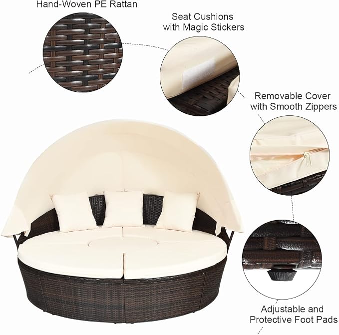 COSTWAY Patio Round Daybed - Image 4