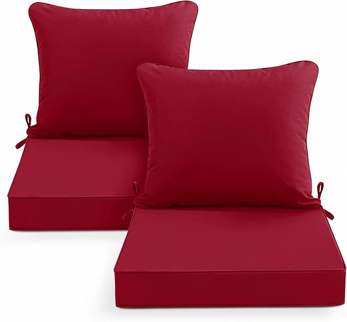 Waterproof Patio Cushions for Outdoor Furniture, Fade Resistant Back Pillow and by SUMMSUN