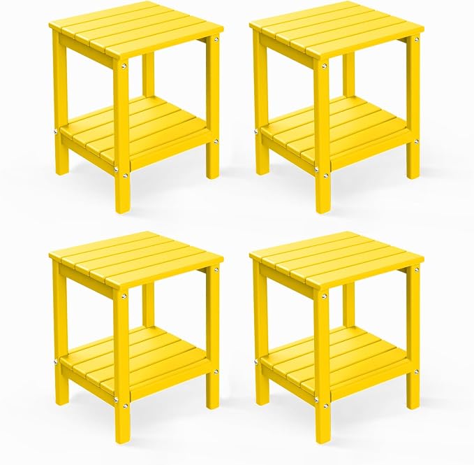 GREENVINES Adirondack-Outdoor-Side-Table | Set of 4 | 14 x 13 Inches | HDPE by GreenVines