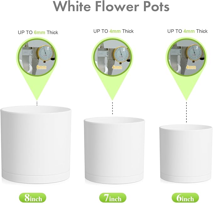 8/7/6 inch Plant Pots, Decorative Plastic Planters - Image 6