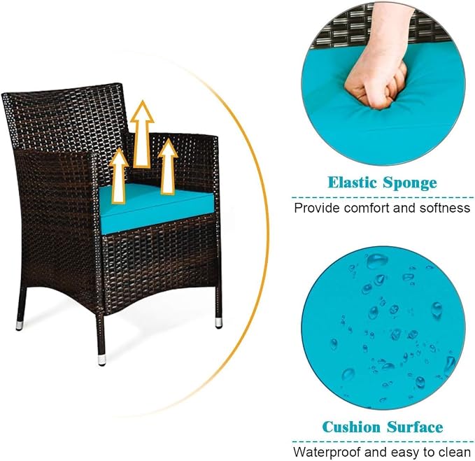 COSTWAY 8PCS Rattan Patio Furniture Set, Outdoor Wicker Rattan Chairs - Image 4