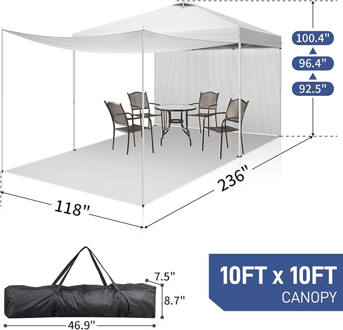 Outvita 10x10ft Ez Pop Up Canopy, Portable Instant Canopy Tent - Image 2
